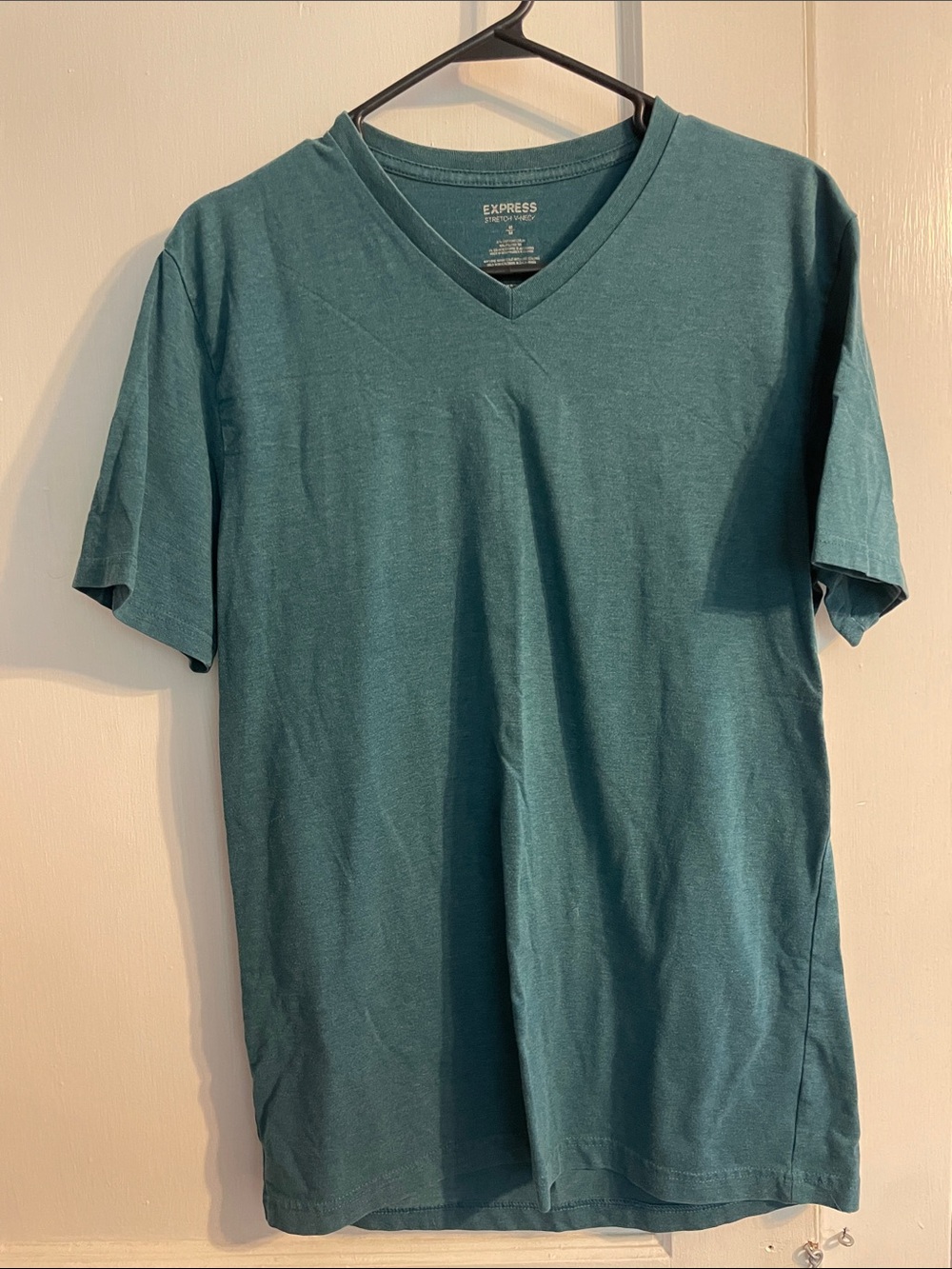 Express Men's Teal V-Neck Short Sleeve Tee